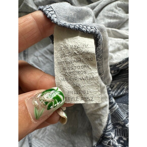 A-Line Hawaiian Tropical Leaves Sleeveless Back Cutout Curved Hem Midi Dress M - Picture 6 of 7